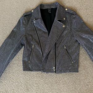 Silver Sparkly Moto Jacket